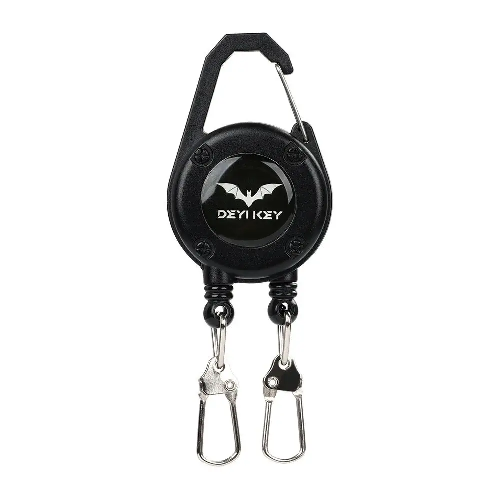 Multi-functional Metal Badge Holder Double Head Heavy Duty Reel Key Chains Retractable Key Ring Outdoor Activities