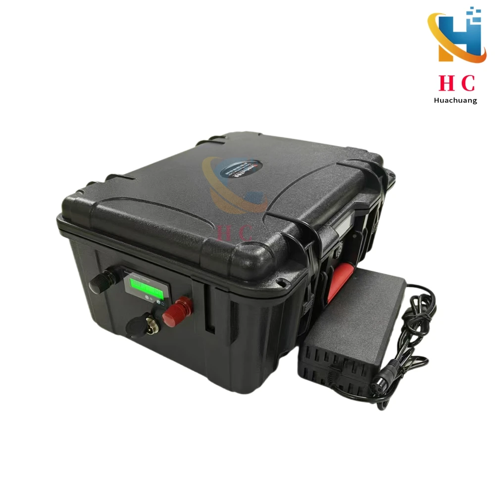 HC_24V 120Ah Lifepo4 Lithium Rion Battery Pack With BMS 150A For Fishing Boat Motor AGV Car Truck Marine Caravan +10A Charger