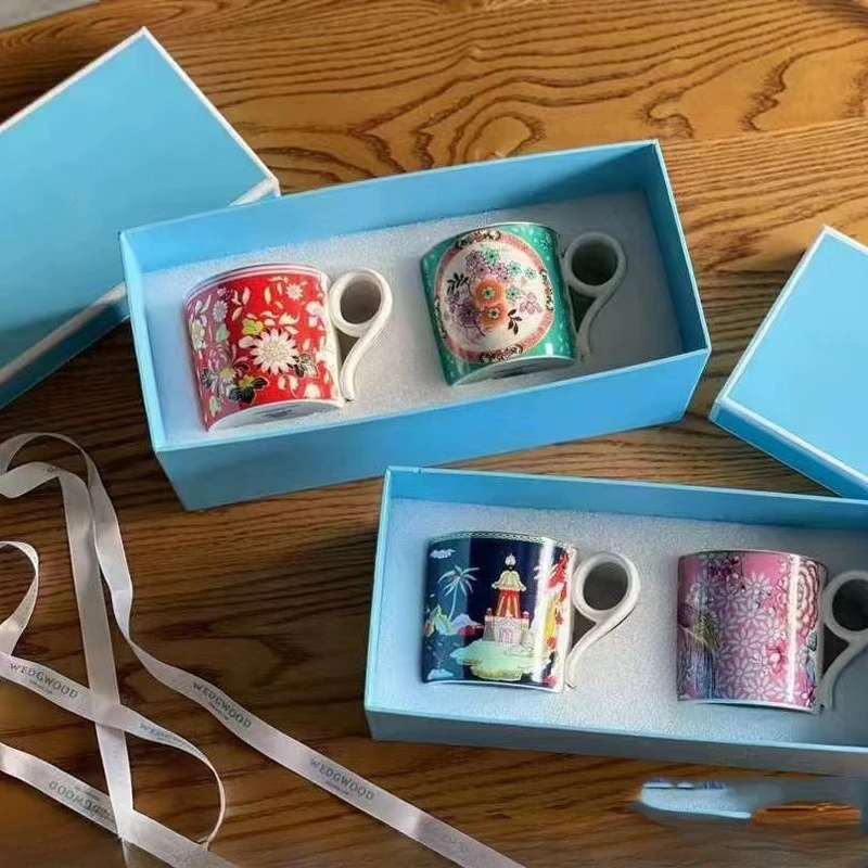 

Fine Bone China Mugs with Pastoral Floral Design A Lovely Couple Set Perfect for Her Birthday Wedding Housewarming Gift