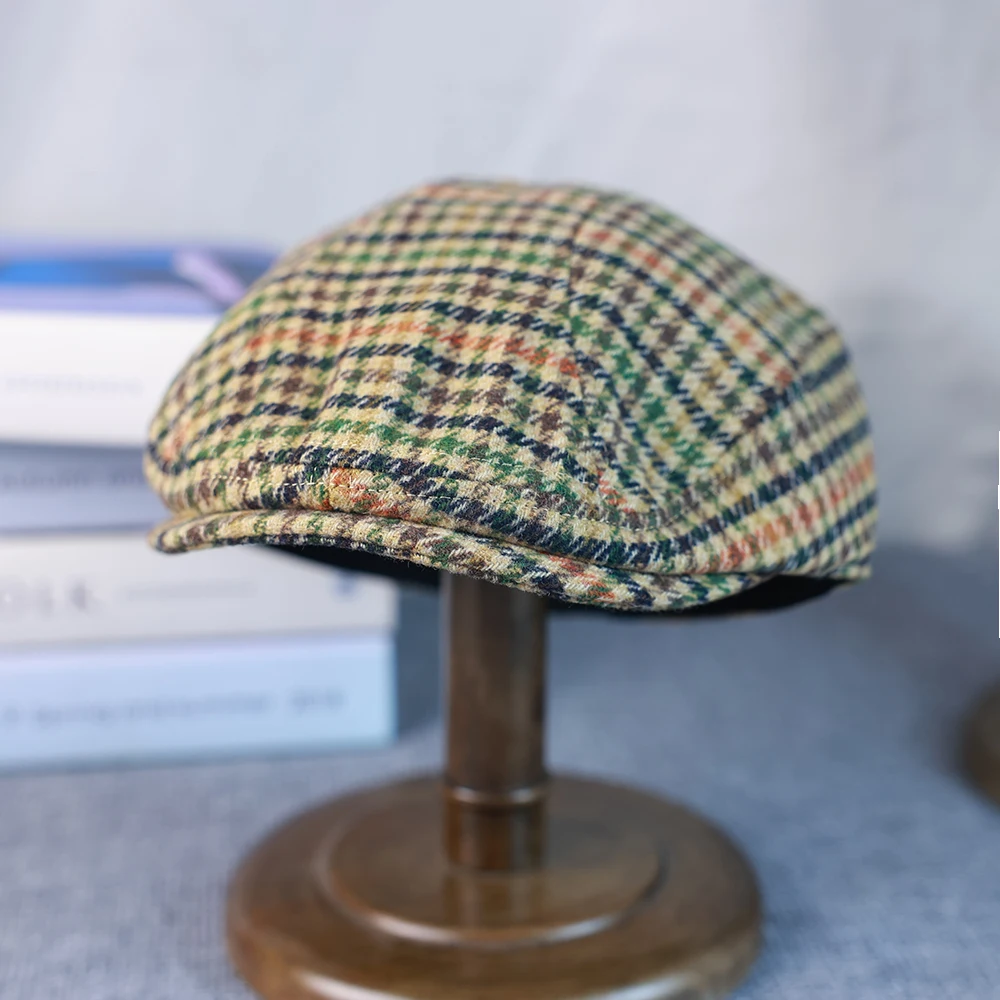 Casual Plaid Hats Men Berets Spring Autumn Winter Newsboy Cap Women Vintage Flat Ivy Hats Golf Driving Cap Casquette 002