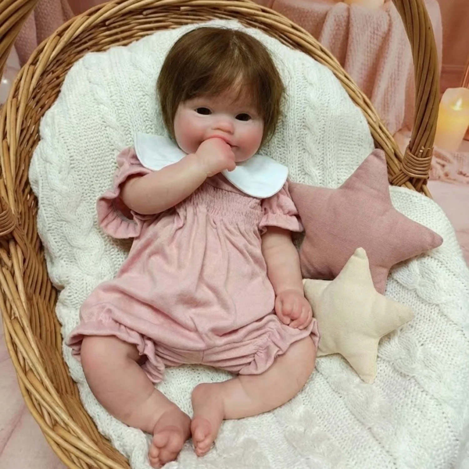 AnjoDoll 47 cm Open Mond Maddie bebe Meisje Wasbare reborn de silicona Poppen Soft Touch Handgemaakte Reborn Siliconen Poppen