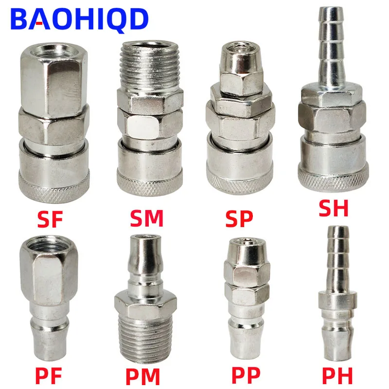 Pneumatic Fitting Quick Coupler Connector Female×Male Quick Release Fitting Coupling Air Hose Compressor Accessories SP PP SH20