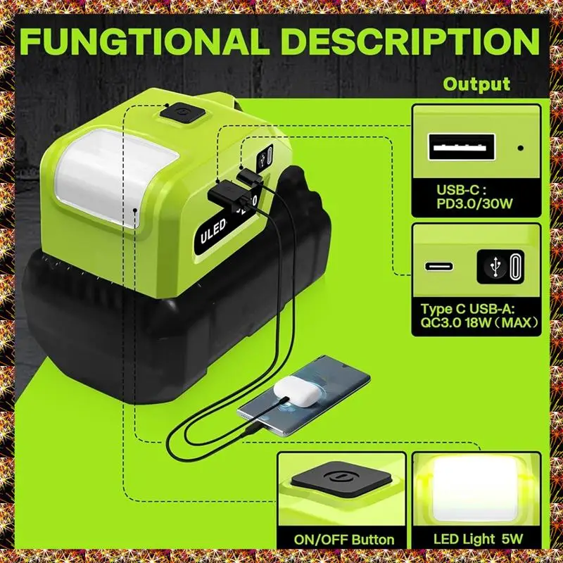 

BTCL Battery Converter For Working Ceiling Lamp 40V 5W Flashlight Spotlight For Outdoor Use