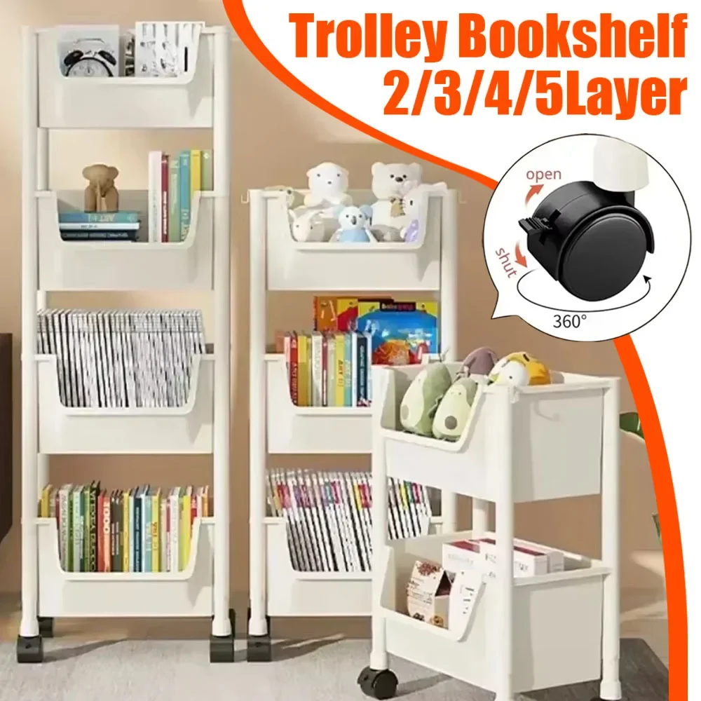 Mobile Bookshelf Floor Storage RackStorage Rack Kitchen Corner Narrow Slit Storage Cabinet Bathroom Living Room Home Organizer