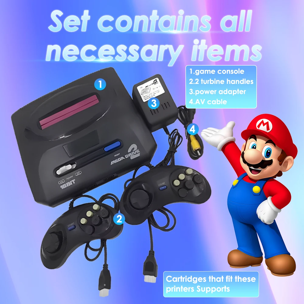 

Hot Retro 16Bit Game Console for Sega Mega Drive 2 Old Fashioned MD Game Console(Include 5 different kind of games)