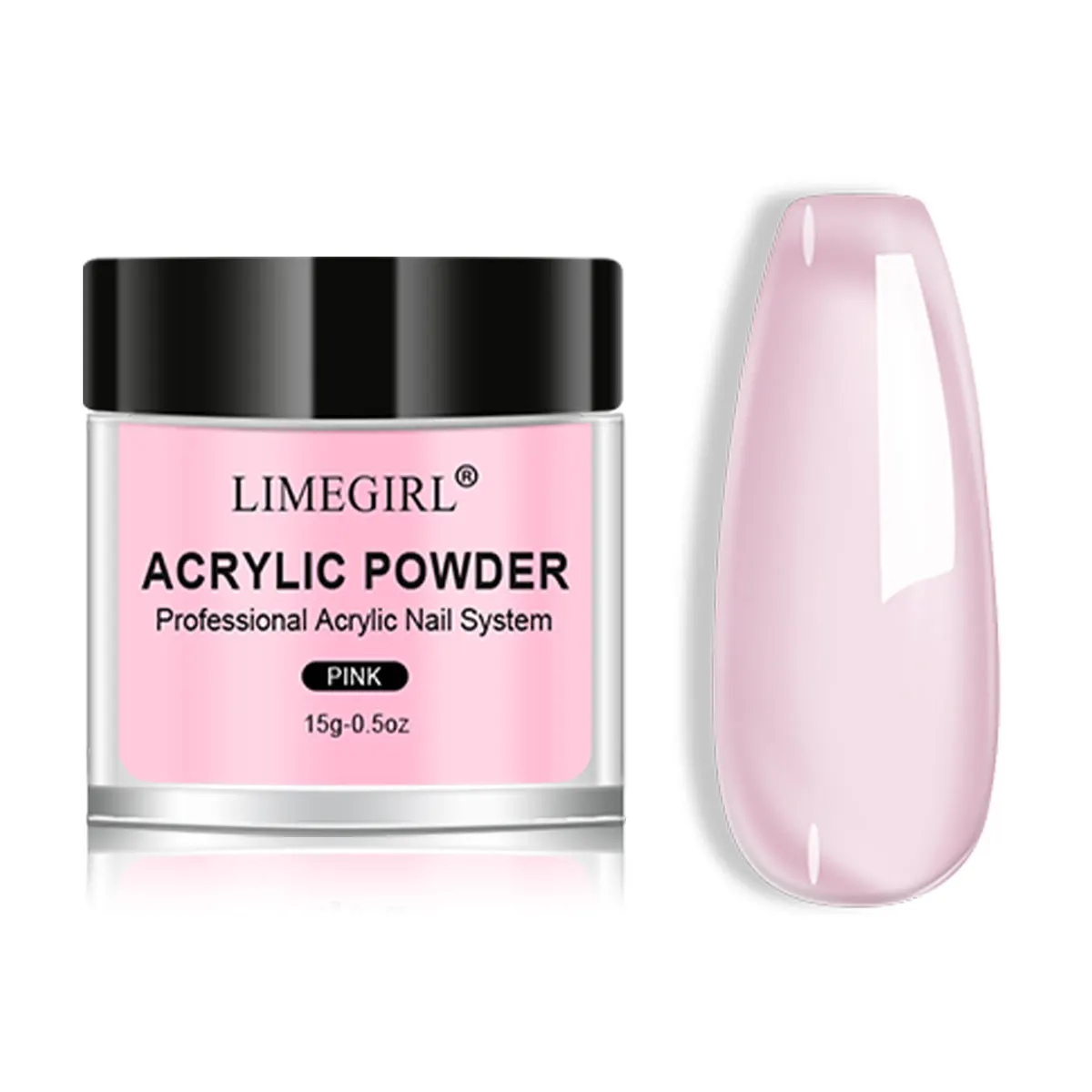LIMEGIRL 5-Farben-Nagel-Acrylpulver, professionelles rosa, klares, weißes, nacktes Polymer für Nagelverlängerung, Salonqualität, feines Pulver
