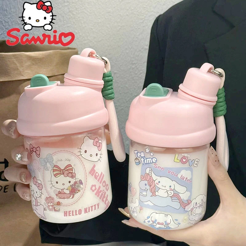 

Sanrio Hellokitty Cinnamon Dog Summer Water Cup For Girls Compact New Ins Cute Sticker Girls Drinking Cup