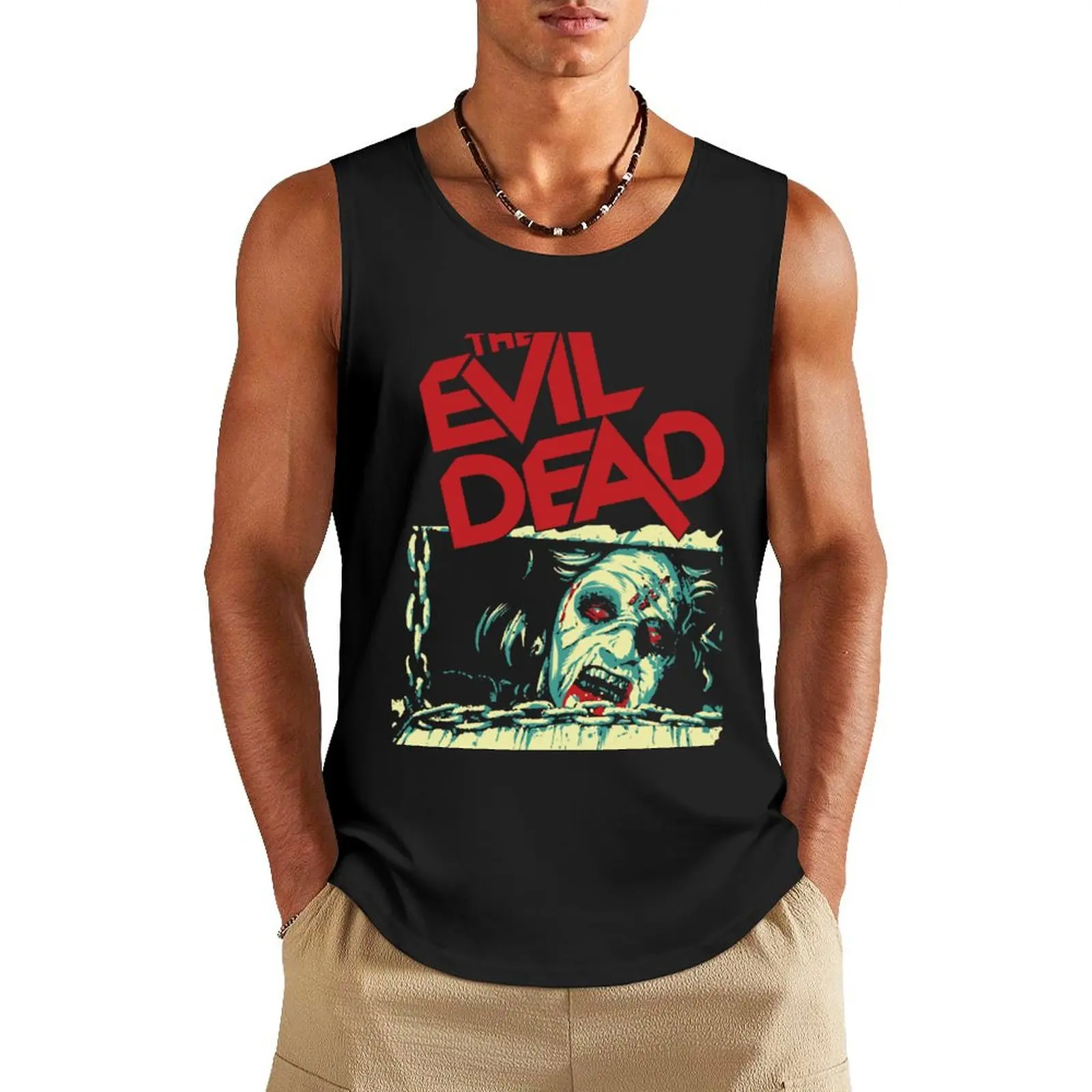 Top de ginástica sem mangas masculino, Halloween Movie, Camisola de alças Evil Dead, Roupas de verão, camiseta sem mangas, 2024