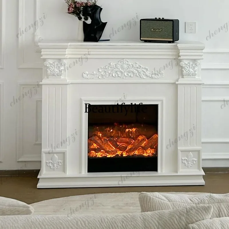 CC182 French fireplace decorative cabinet retro wind simulation flame European heater American carved porch cabinet