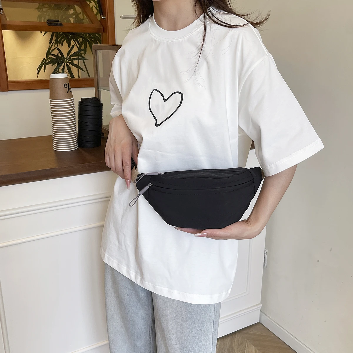 Fanny Pack Half Moon Damen Brusttasche Große Kapazität Sling Bags Umhängetasche Multifunktionale Hüfttaschen Reisen – Detail 4