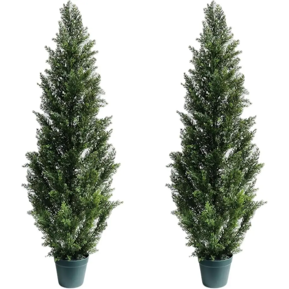 

Набор из 2-х УФ-стойких искусственных топиарных деревьев в горшках для патио или гостиной, декоративные для входа в дом