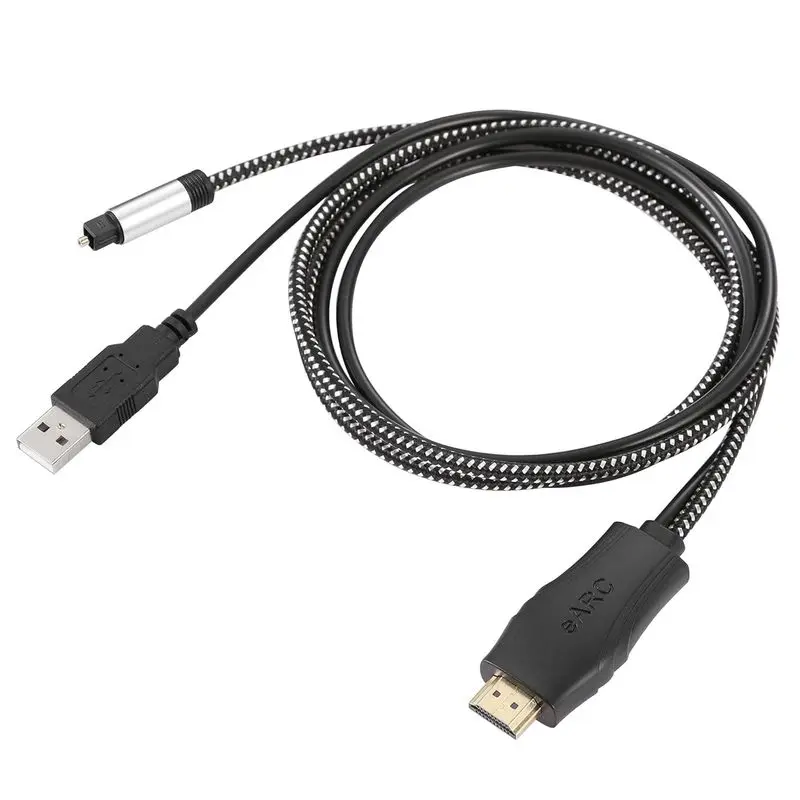 HDMI EARC ARC to Optical SPDIF Audio Extractor Cable 1M USB Powered 5.1 Surround Sound Audio Converter For TV Soundbar Amplifier