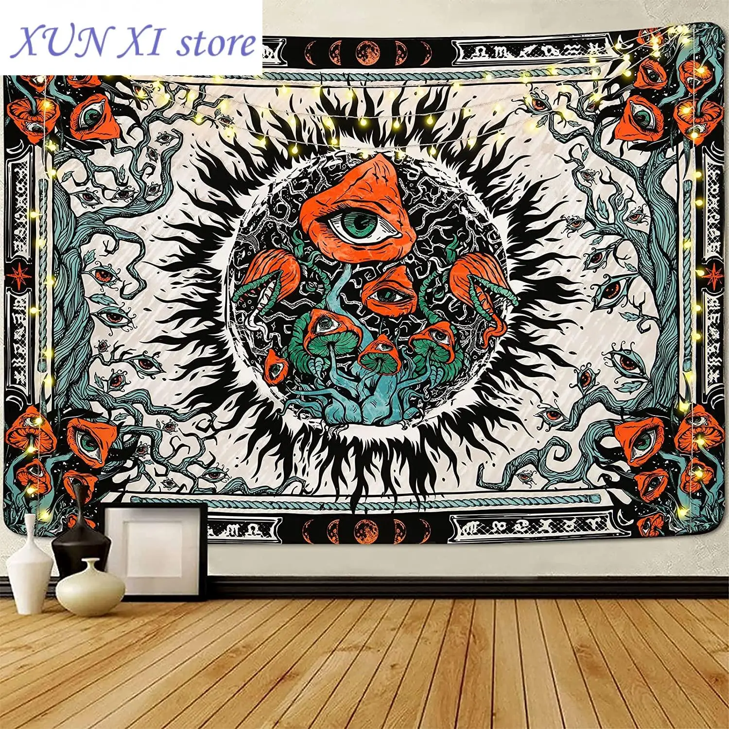 

New Tapestry Burning Sun Tapestries Hippie Eyes Tapestry Mandala Vines Tapestry Moon Phase Tapestry Wall Hanging for Room