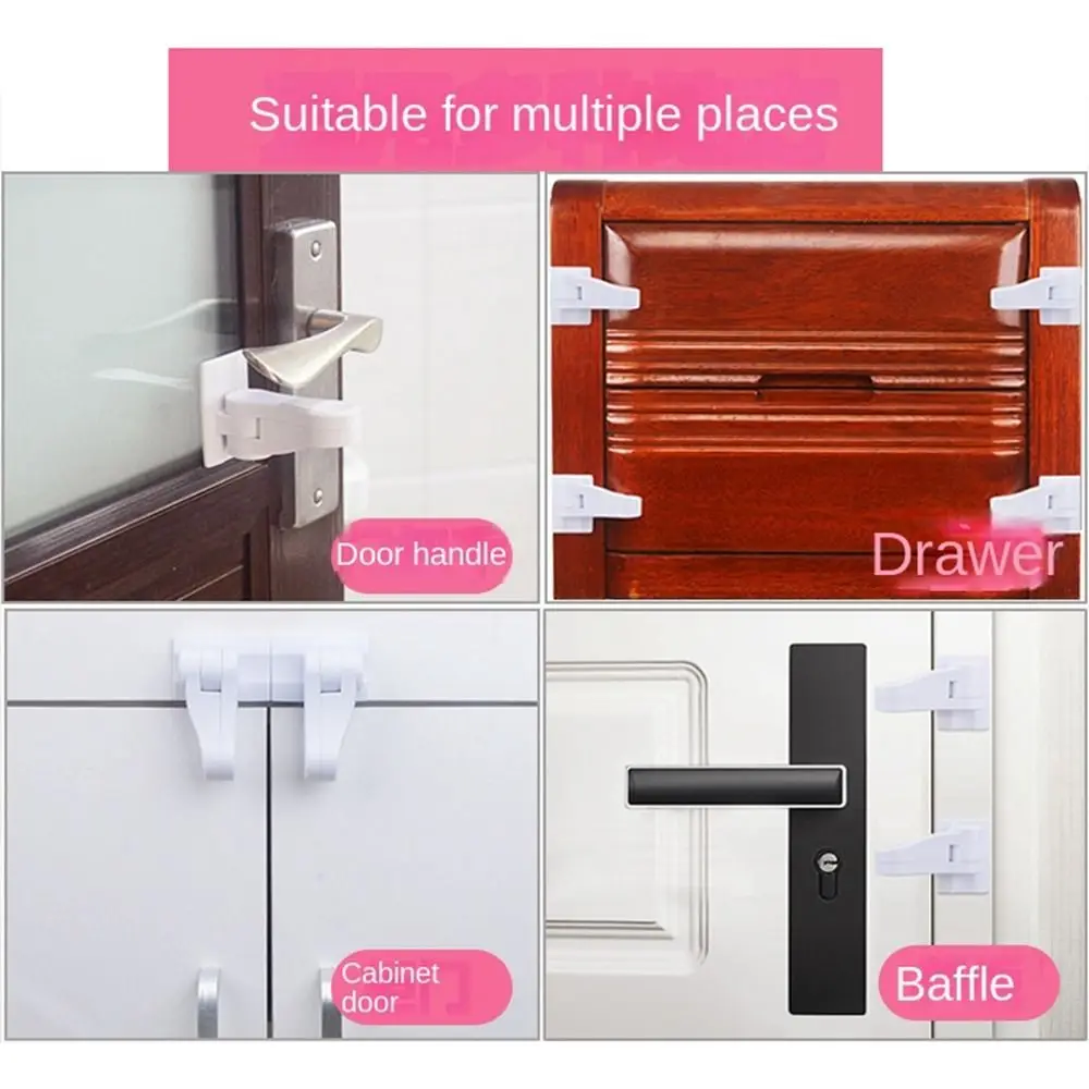 ABS Door Handle Lock Anti-pinch Safety Equipment Unisex Safety Lock Self Adhesive Multifunctional Safety Protection Buckle