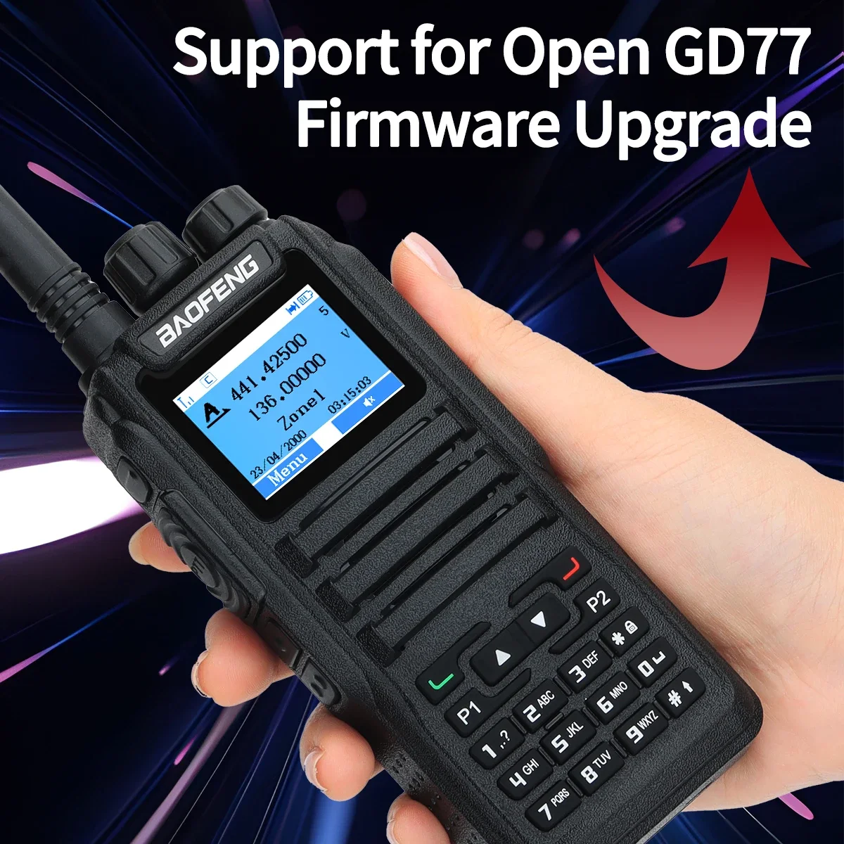 DMR DM-1701 Digital Walkie Talkie Digital Analog Dual Mode Two Way Radio OpenGD77 Dual Time Slot Tier 1+2 Ham Radio DR-1801 LCD view 3