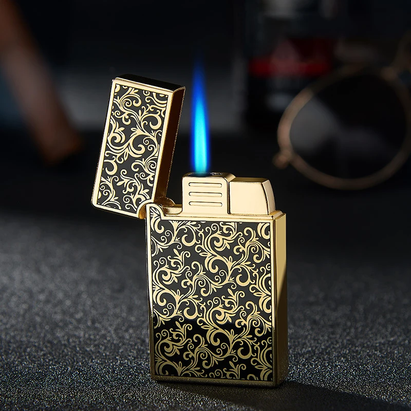 Inflatable lighter metal loud steel sound direct charge windproof blue flame electronic lighter gift