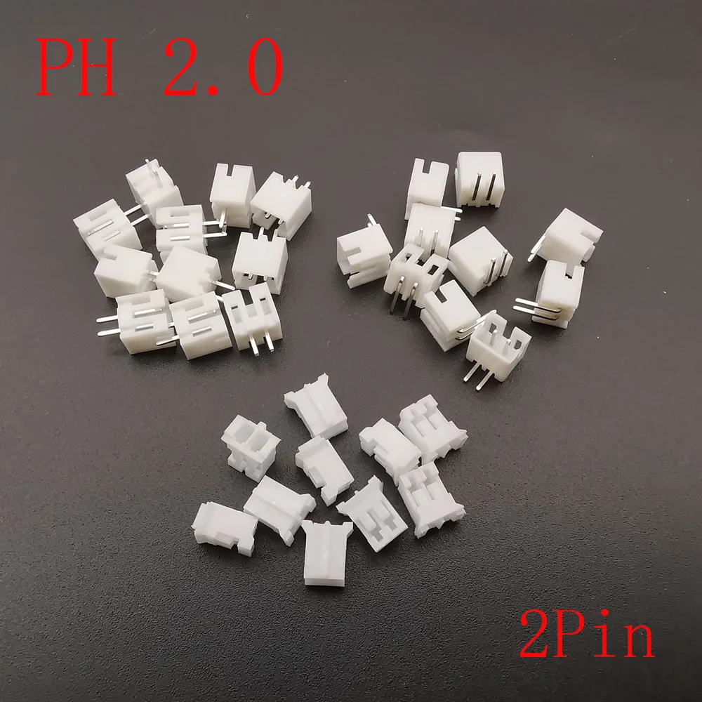 100Pcs JST PH 2.0mm 2Pin Male and Female Housing Connectors PH 2.0 Plug Electric Cable Electrical Wire Connector