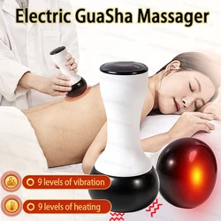 Electric Bianstone Guasha Massager Hot Stone Scraping Vibration Massage Hot Compress Spa Gua Sha Back Relax Muscles Skin Lift