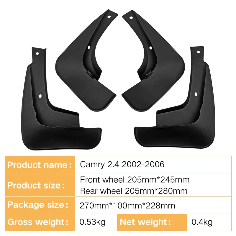 واقي الطين لتويوتا كامري 2.4 2002 2003 2004 2005 2006 درابزين إطار السيارة سبلاش برهان أجزاء مميزة