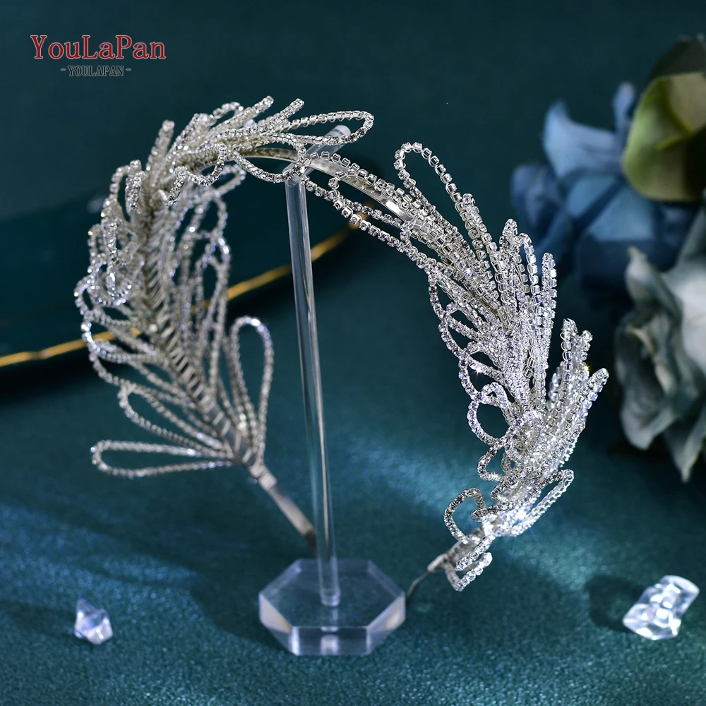 YouLaPan Wedding Silver Color Diamond Chain Hair Hoop Ornaments Bridal Bright Headband Handmade Wedding Party Headwear HP653