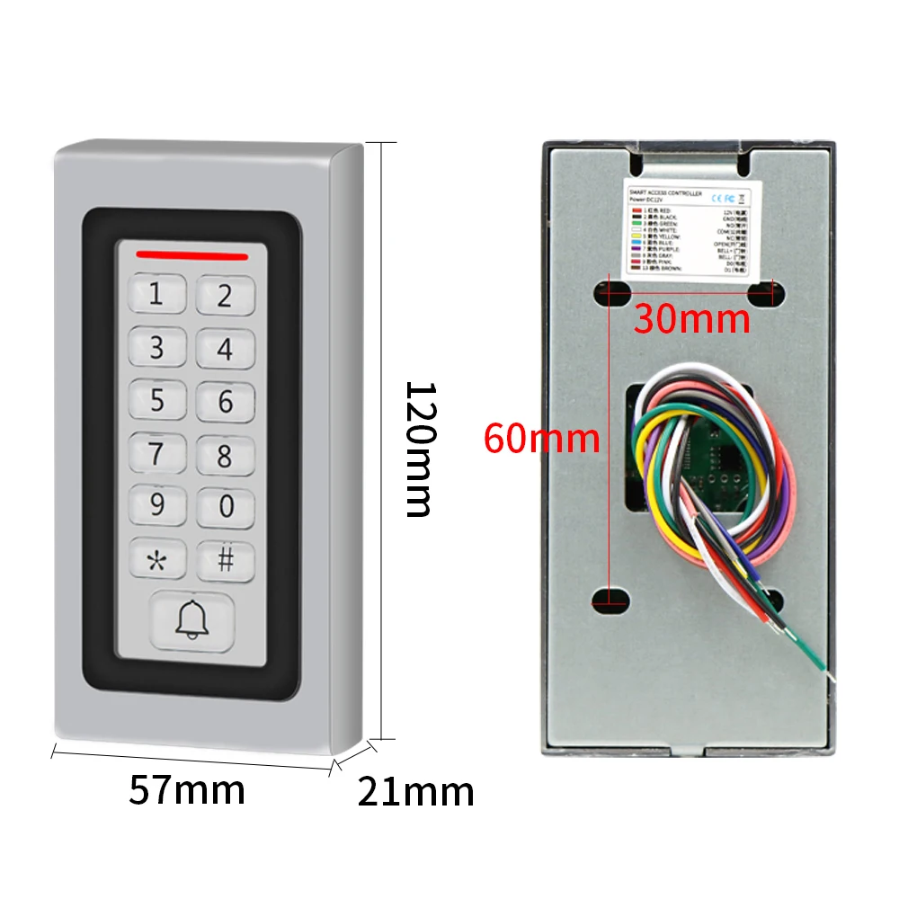 مستقل قارئ رفيد التحكم في الوصول لوحة المفاتيح 2000 مستخدم نظام التحكم في الوصول قفل الباب فتاحة مقاوم للماء (اختياري) معدن