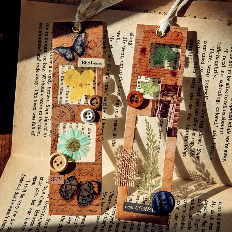 30Pcs Time Impression Museum boxed bookmark vintage collage butterfly literary Supplies material student gift card 155MM