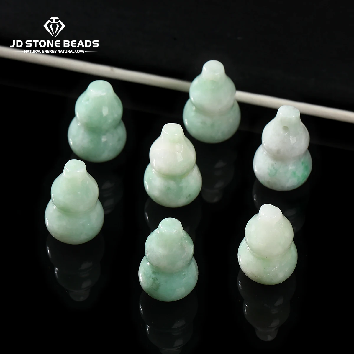 1 قطعة الحجر الطبيعي الزمرد الجاديت منحوتة القرع شكل الخرز محظوظ قلادة لصنع المجوهرات عقد دي اي واي سوار الإكسسوار