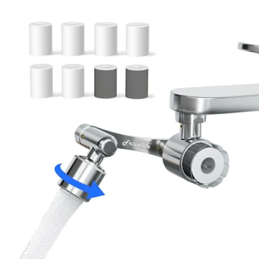 

Water Filter for Sink Faucet Extender Aerator, 9pcs Filter Reduce 99% Chlorine, 1080° Rotating Brass Swivel Aerator, 2 Modes At