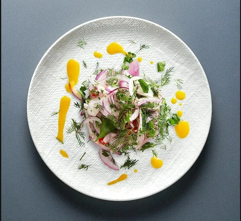 

Nordic Characteristic Ceramic Salad Plate Sack Pattern Disc Western Restaurant Main Course Steak Dessert Tableware