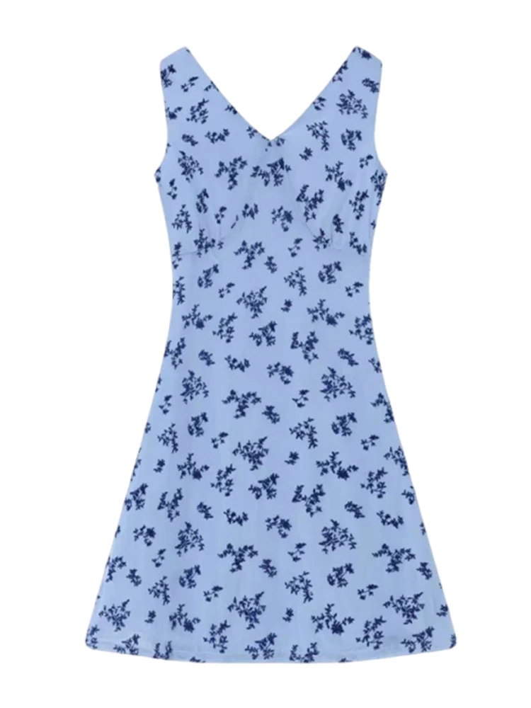 V-Ne Stampa floreale Svel Vest Dr Donna Estate Nuovo Sle Beach Vacanza Vita-Acco gonna ort A-Line Dr