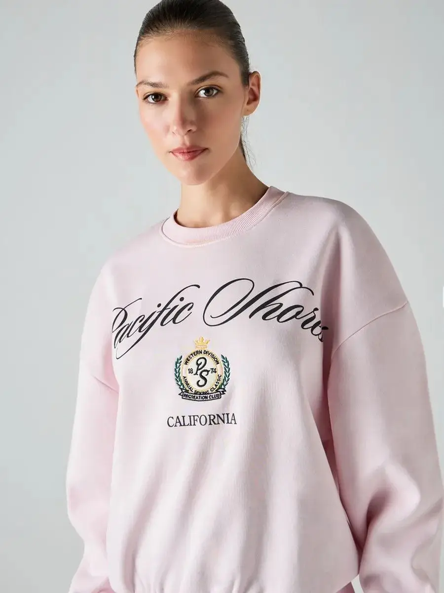 

Vintage Cute Pink Printbadge Letter Sweatshirt Pullover Y2K Tops Harajuku Korean Sweet Girls Oversized Hoodie Kawaii Clothes