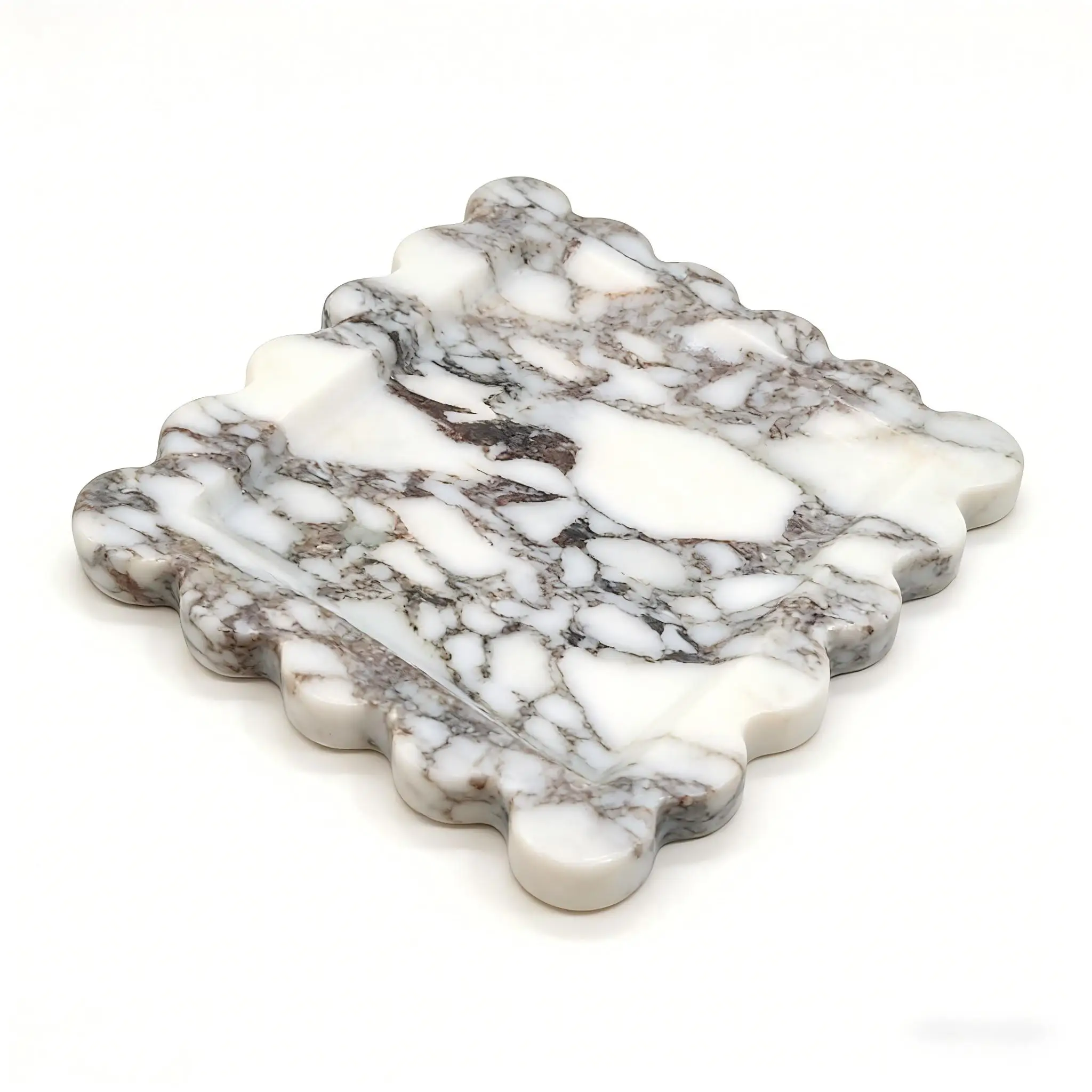 

Декоративный мраморный туалетный столик, квадратный с зубчатым краем, фиолетовый, красный и белый, органайзер для ювелирных изделий и домашнего декора, каменный поднос