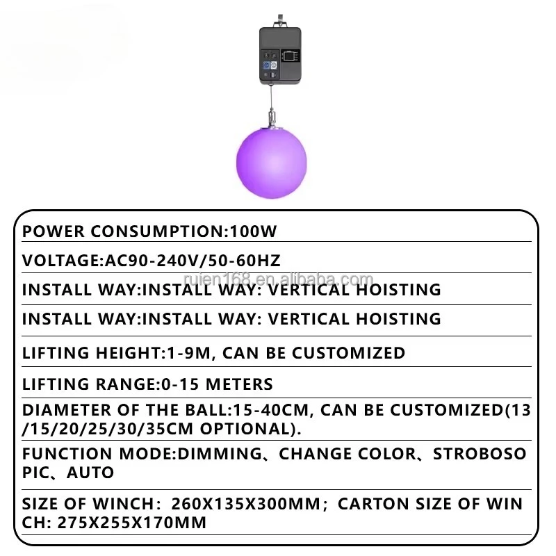 Newest 12pcs 20w Diode Lift Lift Suspension Full Color Dynamic Ball Wedding Concert