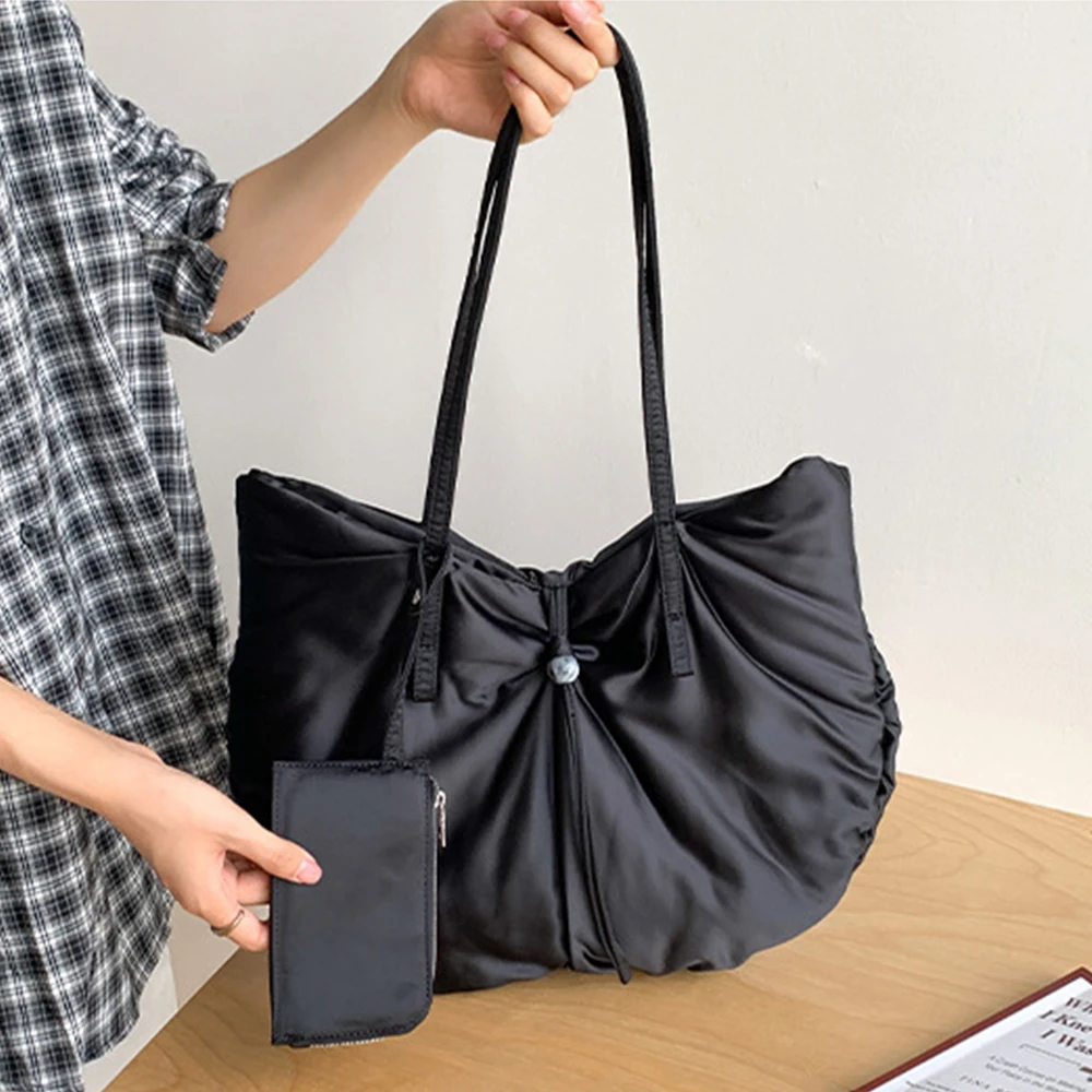 

Нейлоновая большая сумка большой вместимости, стеганые сумки на плечо с рюшами для женщин, 2 сумки/компл., кошельки для покупок, дизайнерские сумки, новый клатч 2025 года