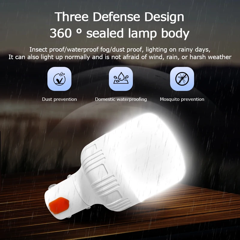 Outdoor USB Rechargeable LED Lamp Bulbs High Brightness Emergency Light Hook Up Camping Fishing Portable Lantern Night Lights