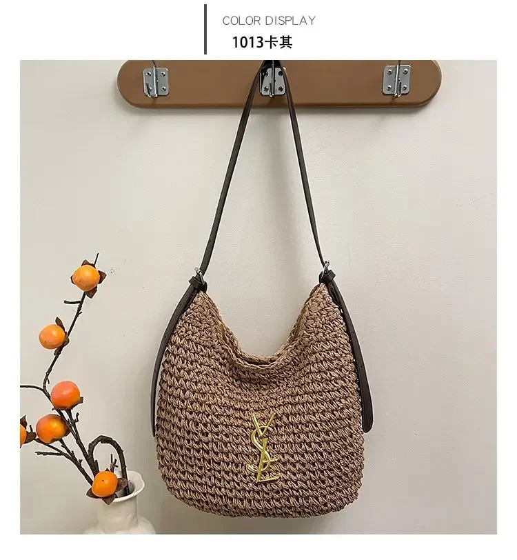 2025 حار! حقيبة شاطئ من القش المنسوجة يدويًا للنساء |   حقيبة كتف ذات سعة كبيرة |   عطلة/تنقل/تخزين الحفاضات