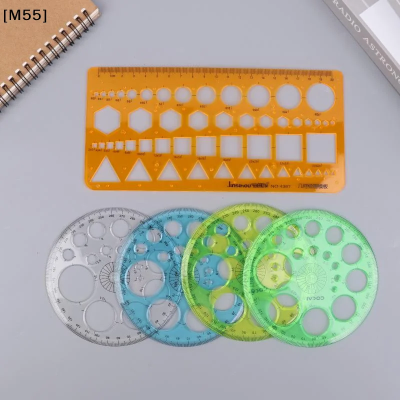 1/2/3Pcs Circles Drawing Shape Geometric Drawing Stencils Tools Multifunction Geometric Template Plastic Measuring Ruler[M55]