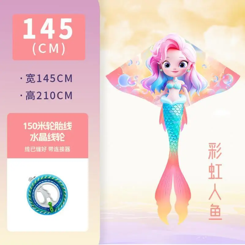 Sanrio nuevo cometa de dibujos animados sirena brisa Yifei línea de mano ruleta regalo para niños triángulo cometa ruleta cristalina de alta calidad