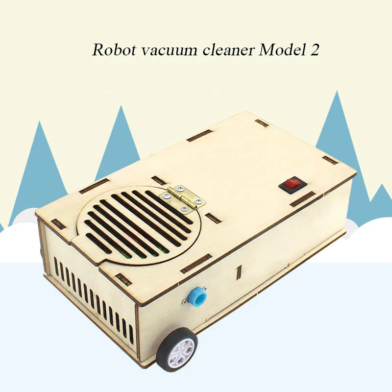 DIY Robot vacuum cleaner Model No.2 Wooden Small Robot Vacuum Cleaner Model Kit Hand-made Technology Model