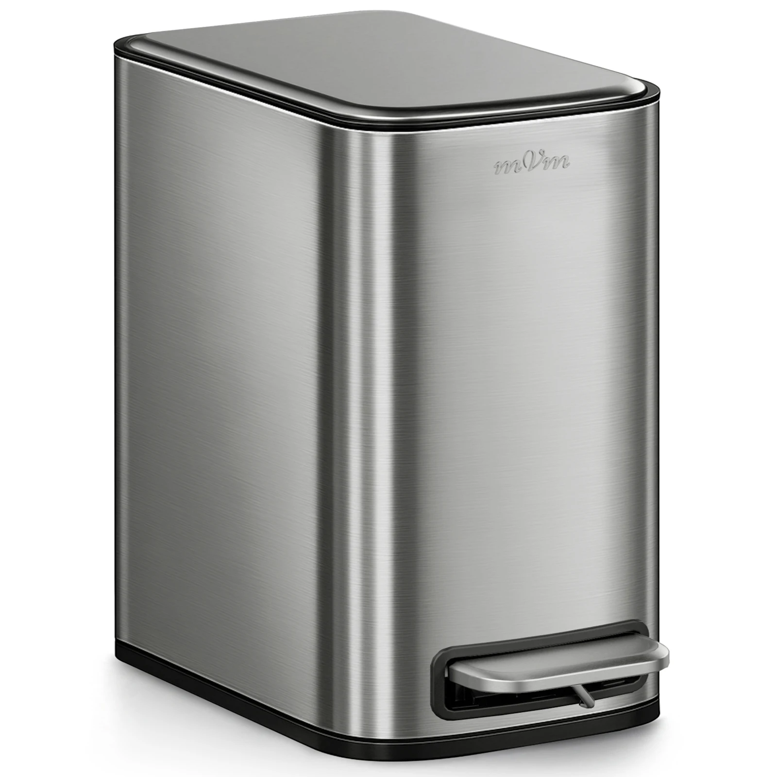 

mVm Manual Opening Trash Can with Lid, 9-Liter Capacity, Slim and Stylish, Stainless Steel Material, Waterproof, Stain-Resistant