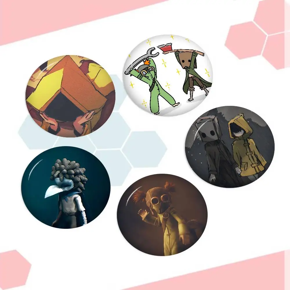 Popular Games Little Nightmares Creative Pins Funny Round Snap-in Brooch Badge Backpack Hat Accessories Jewelry Gifts