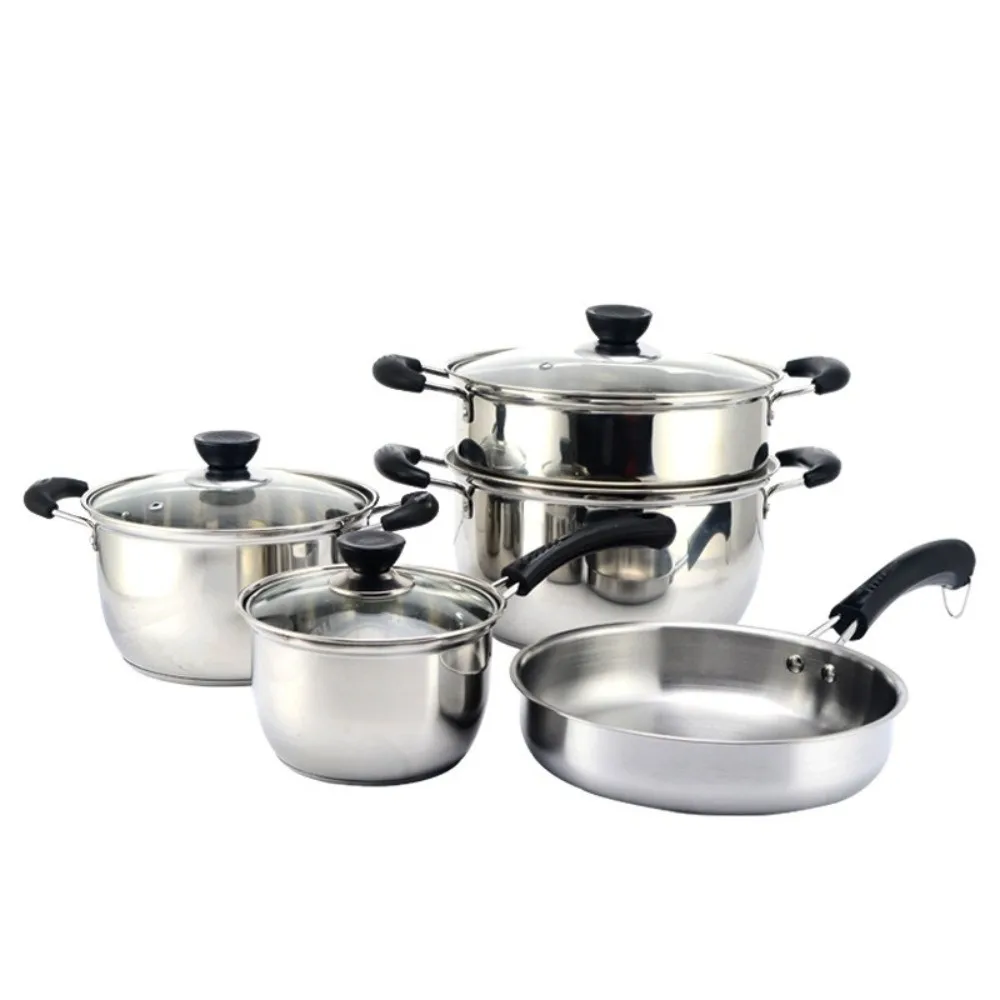 Durable Stainless Steel Stock Pot Deep Pot Double Handle with Lid Soup Pot Non Stick Uncoated ‌ Food Cookware General Use