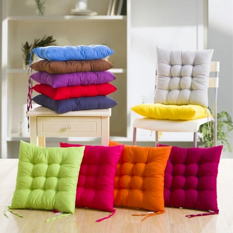 Soft Sanded Chair Seat Cushion 35x35cm Fixed Tie Design Comfort Sitting Mat Practical Home Office Kitchen Chair Accessories