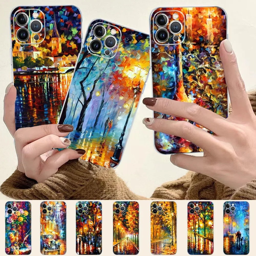 L-Leonid Oil A-Afremov Painting Phone Case Silicone Soft for iphone 15 14 13 12 11 Pro Mini XS MAX 8 7 6 Plus X XS XR Cover