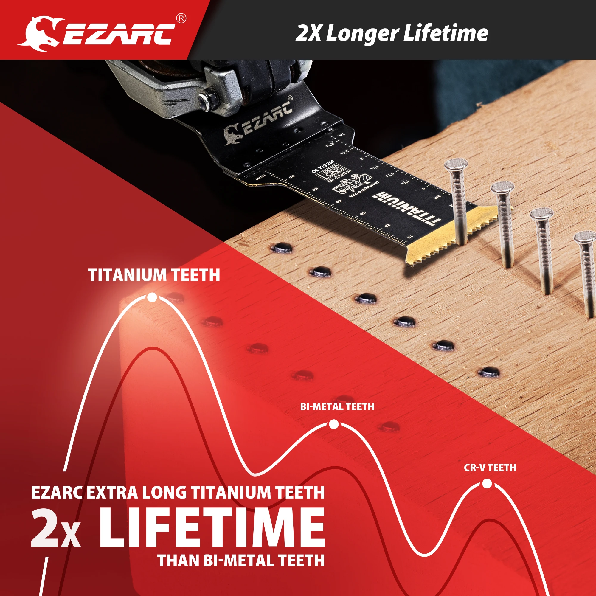 Imagem -05 - Ezarc-lâmina de Serra Oscilante de Titânio Extra Longa Lâminas de Corte Multitool para Metal Unhas de Madeira Parafusos Plástico Pacote