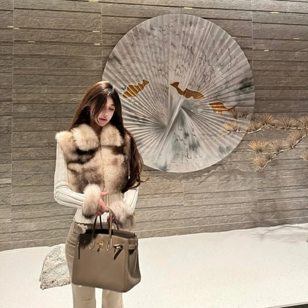 Nepbontjas Truien Designer Gebreide Trui Dames Lente Lange Mouw Knuffelige Nepbont Trui Crop Vest Volledige Rits Vintage