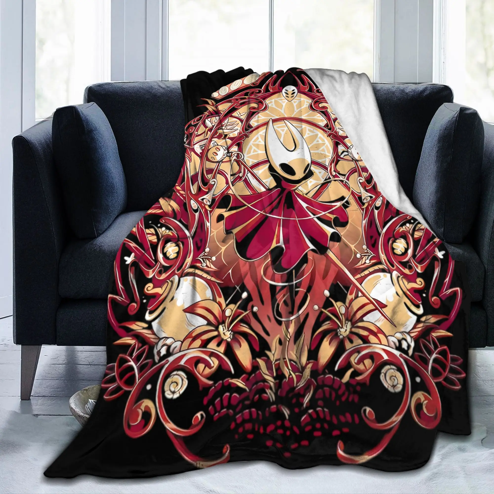 Hornet Hollow Knight Silksong Blanket Fleece Gothic Indie Game Soft Throw Blankets for Bedroom Sofa Quilt Portable