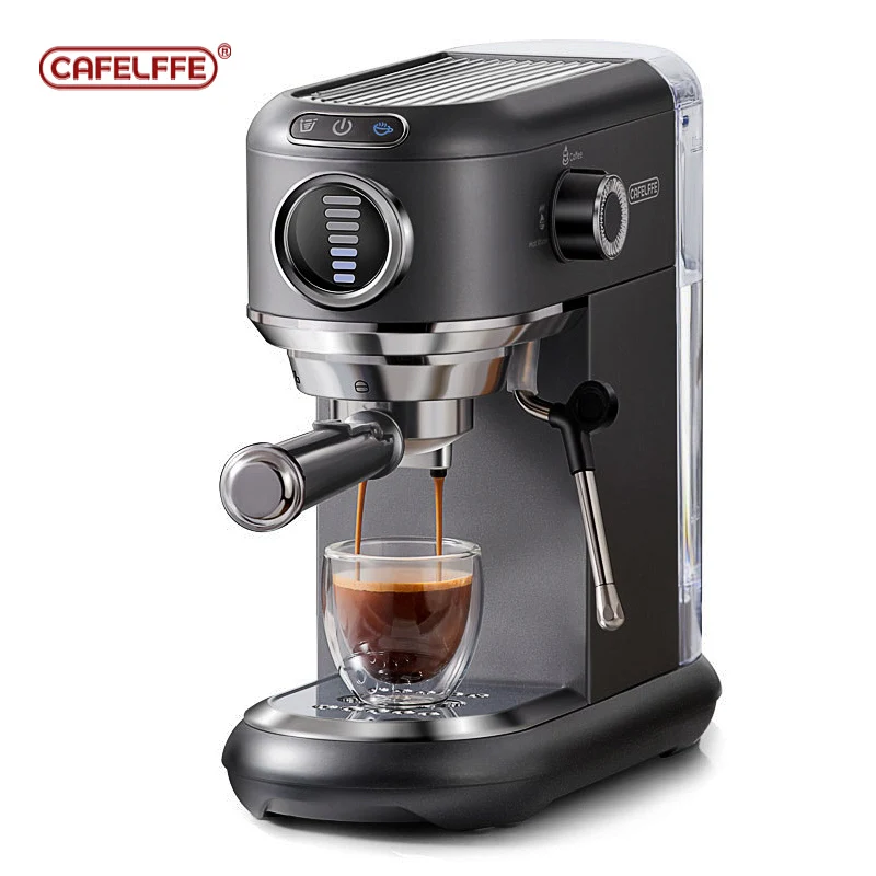 Cafelffe Coffee Maker 19Bar Inox Semi Automatic Super Slim ESE POD&Powder Espresso Cappuccino Machine Stainless Steel Cold/Hot