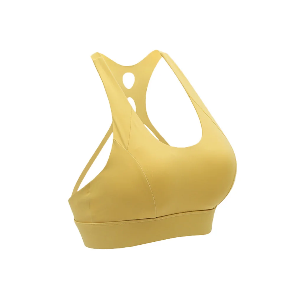 Women Sports Bra Push Up Female Gym Workout Tops Adjustable, L, White