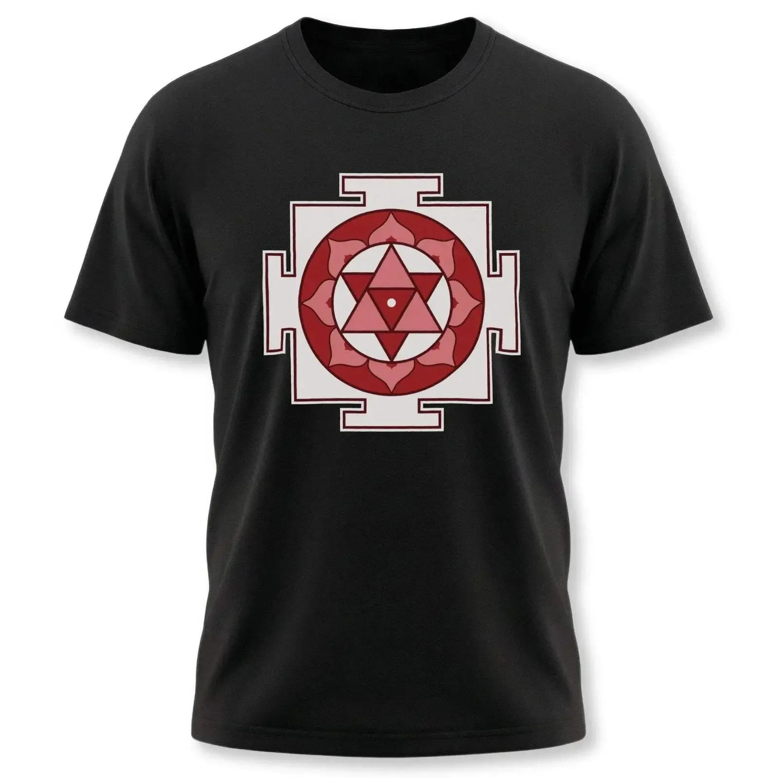 Shiva Yantra Sacred Geometry T Shirt Hindu Spiritual Symbol vintage Washed Breathable Stylish Versatile Casual Slightly graphic